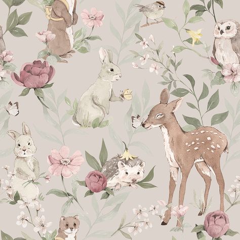 Kindergarten Wallpaper, Woodland Wallpaper, Girl Woodland, Woodland Nursery Theme, World Wallpaper, Nursery Room Inspiration, Beige Wallpaper, Nursery Wallpaper, Old Wallpaper