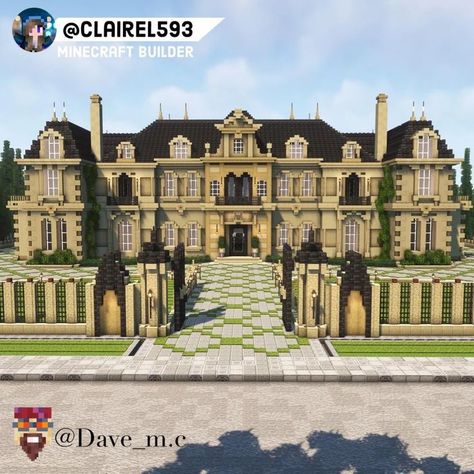 Minecraft Victorian Mansion Blueprints, Mincraft Mansions Floor Plan, Minecraft Mansion Exterior, Minecraft French Mansion, Old Mansion Minecraft, Minecraft Mansion Ideas Medieval, Minecraft Manor Blueprints, Elegant Minecraft Builds, Minecraft English Manor