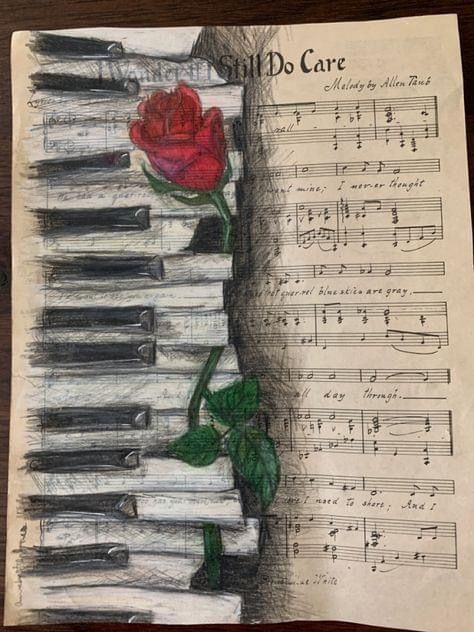 Art With Music Sheets, Music Artwork Paintings, Sheet Music Artwork, Music Scrapbook, Music Notes Art, Piano Art, Sheet Music Art, Music Drawings, Book Page Art