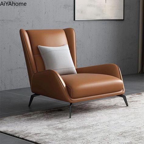 Fancy Chair, Single Seat Sofa, Leather Sofa Living Room, Corner Sofa Design, Furniture Design Chair, Art Furniture Design, Lounge Chairs Living Room, Leather Accent Chair, Single Sofa Chair