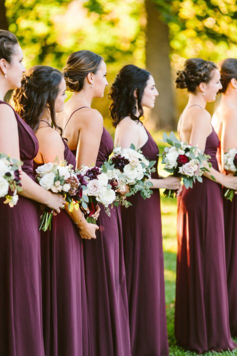 Burgundy Plum And Blush Wedding, Navy And Plum Bridesmaid Dresses, Wine Purple Bridesmaid Dresses, Plum Blush Wedding, Dusty Plum Bridesmaid Dresses, Plum Bridesmaid Dresses Fall, Plum And Blush Wedding, Plum Colored Bridesmaid Dresses, Plum Wedding Colors