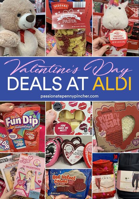 Want to know my favorite part about shopping at Aldi? (Besides their great produce prices…) The middle aisle!! The Aldi Finds section is full of new seasonal goodies each week that I can hardly… More Starbucks Panini, Valentine Pasta, Valentines Red Velvet, Shopping At Aldi, Aldi Finds, Valentines Day Baskets, Heart Shaped Pizza, Fun Dip, Target Dollar Spot