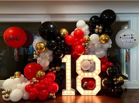 18th Birthday Ideas For Boys, 18th Birthday Party Ideas, Casino Birthday Party, 18th Birthday Party Themes, Casino Birthday, 18th Birthday Decorations, October Ideas, Celebrity Party, Balloon Crafts