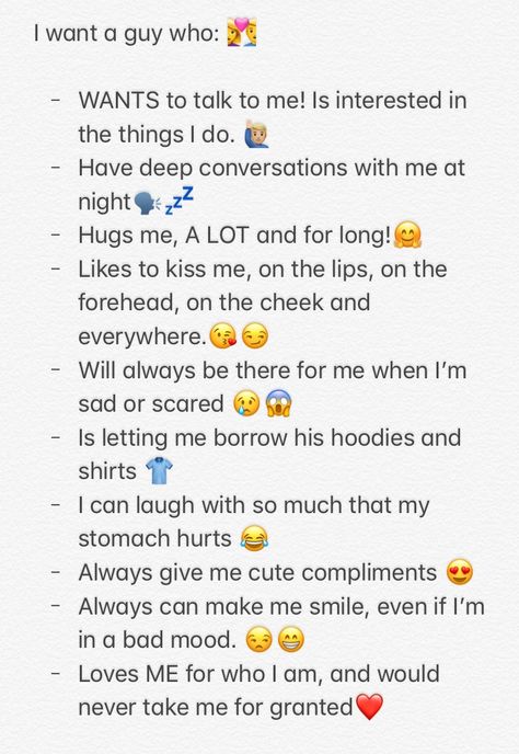 My list on a few things that I want a guy to do😉 What I Want In A Guy List, Things You Want In A Guy, Type In Guys List, Manifest A Boyfriend List, Things I Want In A Relationship List, Things To Talk Abt Over Text, Cute Compliments For Guys Looks, Things I Want Him To Do To Me, My Dream Guy List