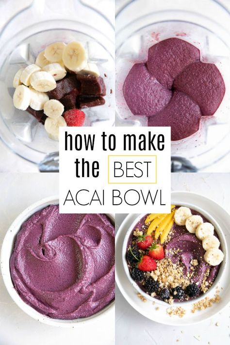 Best Acai Bowl Recipe, Best Acai Bowl, Acai Bowl Recipe Easy, Homemade Acai Bowl, Acai Recipes, Bowl Recipes Easy, Smoothie Bowl Recipe Healthy, Acai Bowls Recipe, Acai Smoothie Bowl