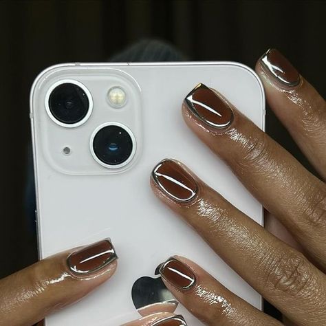 KINGBsWRLD on Instagram: "so cool. russian mani experience set" Fall Nails Natural Nail, Nail Designs On Natural Nails, Brown Short Nails, Russian Mani, Russian Manicure Design, Short Brown Nails, Short Manicure, Brown Nail Designs, Monochromatic Nails