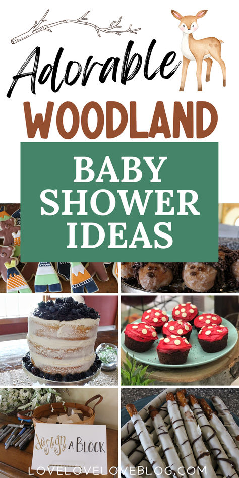 Woodland baby shower ideas for boys and girls including party food, cake, and activities. Woodland Theme Baby Shower Girl, Forest Animals Baby Shower Ideas, Woodland Animal Baby Shower Theme, Woodland Baby Shower Theme Boy, Woodland Baby Shower Ideas, Woodland Baby Shower Food, Woodsy Baby Showers, Forest Animal Baby Shower, Woodland Creatures Baby Shower