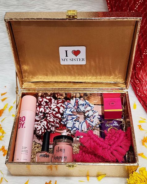 💖 RAKHI HAMPER FOR SISTER 💖 For the one who makes life brighter! 😍✨️ This Rakshabandhan, pamper your Sister-in-law with a Hamper filled with love and thoughtful gifts 🎁🤩🤩 From her favorite treats to personalized treasures, from cute trinkets to accessories and from pampering gifts to heartfelt notes, our Hampers are a true expression of how much she means to you!! 💞❤️ DM or WhatsApp (9913521163) to get more options of the products & Hampers and to Order your Customized Gift Hamper this fe... Note For Sister, Gifts For Sister In Law, Cute Trinkets, Gift For Sister In Law, Pampering Gifts, Good Notes, Sister In Law, Gift Hampers, Sister Gifts