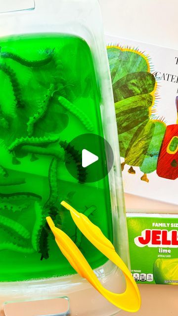 Megan Morris on Instagram: "Caterpillar Jello Dig 🐛   Make jello, throw in some caterpillars before you refrigerate it, then give your littles tweezers for them to dig. Both my girls (2 & 4) loved it! This was a fun and easy activity to throw together that turned into the ultimate sensory experience: smell, texture, color, sound, and taste (of course!).   Comment LINK and I’ll send you the link to the caterpillars and tweezers so you can try it out!  Follow along for more Hungry Caterpillar activities (and deals 😉) all week! 🐛 . . . . #upandawayinprek #playbasedlearning #preschoolplay#preschoolactivities #prek #athomewithtoddlers #playideas #playideasforkids #playideasforbabies #easyathomeideas #finemotorplay #finemotoractivities #playathome #playathomeactivities #playathomegames #learn The Hungry Caterpillar Activities, Jello Dig, Eric Carle Activities Preschool, Caterpillar Activities, The Very Hungry Caterpillar Activities, Hungry Caterpillar Activities, Spring Themes, Cognitive Activities, Playbased Learning