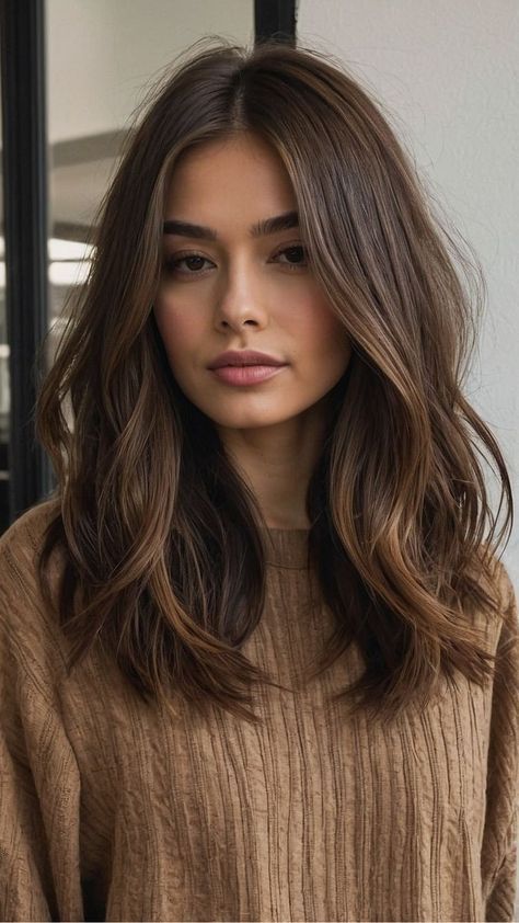 Medium Length Thick Brown Hair, Short Hair Below Shoulder, Cute Haircuts For Brown Hair, Past Shoulder Haircut, Brown Hair Styles Medium Length, Haircut For Medium Length Wavy Hair, Just Below The Shoulder Length Hair, Shoulder Length Haircut Wavy Hair, Short Hair Styles Brown