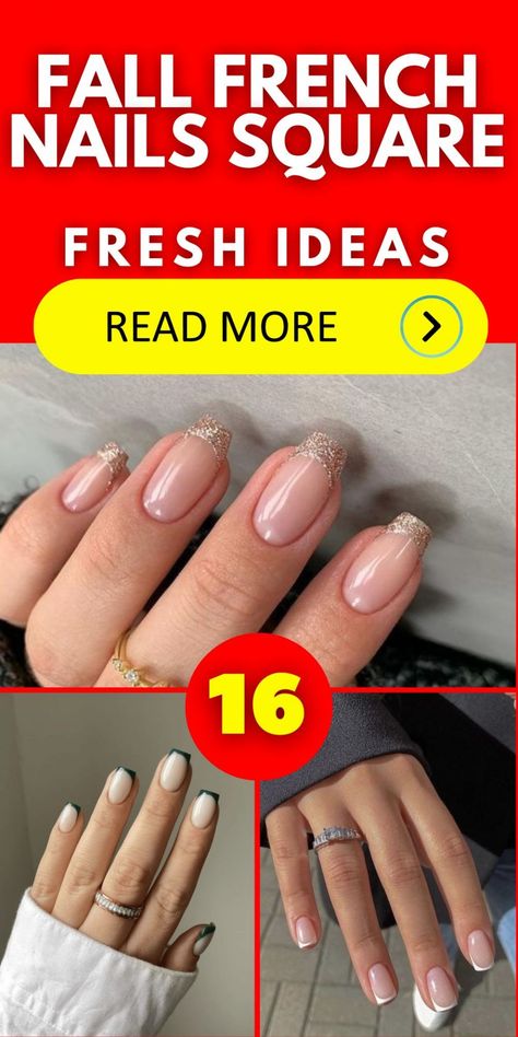 Fall French Nails Square 16 Ideas: Embrace Elegance and Charm French Nails Square, Fall French Nails, Square French Nails, Colored French Nails, Square French, Chrome Nails Designs, Elegant Nail Designs, Square Nail Designs, Cute Nails For Fall