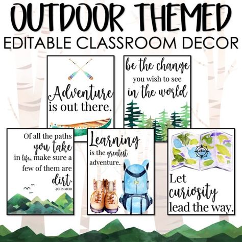 Outdoor Adventure Themed Classroom Decor -Classroom Design Adventure Classroom, Nature Classroom, Travel Theme Classroom, Themed Classroom Decor, Elementary Classroom Themes, Camping Classroom, Camping Theme Classroom, Adventure Decor, Book Bins