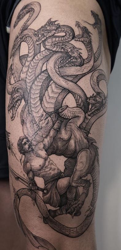 #hydra #hydratattoo #greekmythology #greekmythologytatoo #tattoohydra #hydramonstertattoo #monstertattoo #darktattoo #myth #legendarytattoo #manlytattoo #maletattoo #firetattoo #tattoo #blackwork #sketchtattoo #coloredtattoo #blacktattoo #armtattoo #darkart #sleevetattoo #tattoosketch #toptattoo #viraltattoo #mentattoo #tats #tattooideas #tattoo #newtattooideas #tattoodesign #stenciltattoo Greek Myth Tattoo Ideas, Hydra Tattoo Greek Mythology, Hydra Tattoo, Greek Monsters, Monster Tattoo, Tattoo Meanings, Greek Mythology Tattoos, Fire Tattoo, Mythology Tattoos