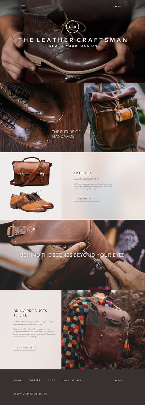 The Leather Craftsman on Behance Layout Web, Web Design Examples, Brian Johnson, Whiskey Stones, Webdesign Inspiration, Leather Factory, Leather Craftsmen, Website Design Layout, Web Inspiration