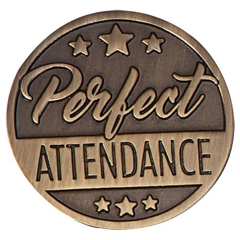 Award students for their perfect attendance at school with these Metal Perfect Attendance Lapel Pins. Reward students and have them display their pins on their backpacks or school apparel.  1" x 1 1/2" Clutch back Perfect Attendance Aesthetic, Attendance Aesthetic, Attendance Display, Attendance Board Ideas, Attendance Incentives, Attendance Board, Perfect Attendance Award, Free Printable Clip Art, School Apparel