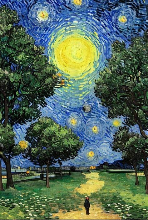 Eerie Landscape, Lukisan Van Gogh, Alternative Reality, Van Gogh Wallpaper, Starry Night Art, Sky Art Painting, Vincent Van Gogh Art, Moonlit Night, Arte Van Gogh