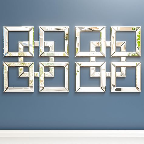 PRICES MAY VARY. PRETTY CUTE MODERN DECOR: Each mirror strip adopts is crafted with a fine beveled edge sanding technique, adds light Reflection effect, that is strong and durable. Classy wall-mounted decorative mirrors treated with high temperature and anti-oxidation, perfect in bedroom, Its perfect to accent a wall behind a reading chair. Simple and elegant. Appropriate Size: The 2 pack modern mirror for wall decor is 16" x 16", Pure handmade decorative mirror can be used as an decoration on a Square Mirror Wall Decor, Diy Mirror Decor, Mounted Mirrors, Fashion Wall Decor, Chic Mirror, Decor Mirror, Elegant Mirrors, Mirror Vintage, Mirrored Wall