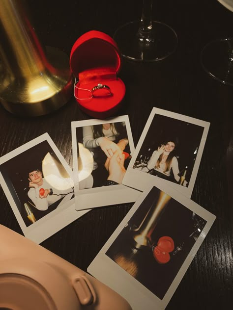 #engagement #engagementringsideas #engagementshoot #polaroid #instaxmini11 #instax Engagement Polaroid Pictures, Engagement Photos Polaroid, Engagement Polaroid, Proposal Polaroid, Valentines Elopement, Engagement Board, Couples Dinner, Elopement Party, Proposal Pictures