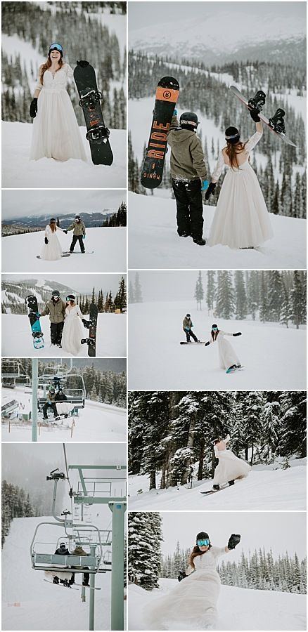 Snowboarding Engagement Photos, Ski Poses, Snowboarding Wedding, Snow Wedding Photos, Snowboard Wedding, Private Elopement, Joy Stick, Whistler Wedding, Snow White Wedding