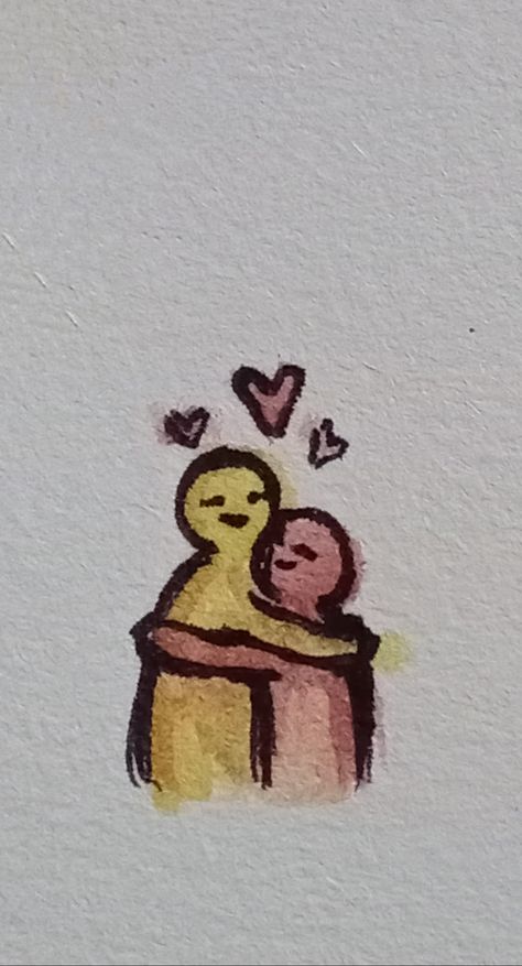 Easy Hugging Drawing, Hug Aesthetic Drawing, Someone Hugging Someone Drawing, Drawing Of People Hugging, Friend Doodles Drawings, Hug Sketch Simple, Cute Best Friends Drawing, Two Friends Hugging Drawing Reference, Happiness Drawing Ideas Art