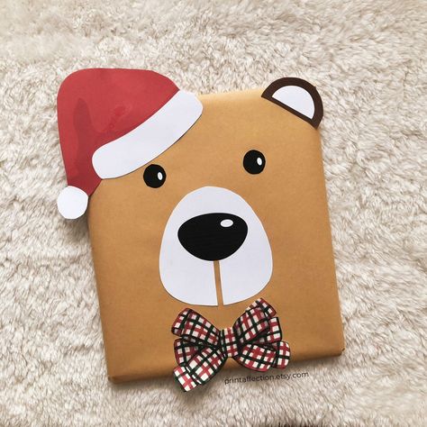 Polar Bear Wrapping Ideas, Bear Gift Wrap, Diy Christmas Gift Wrap, Animal Gift Wrapping Ideas, How To Wrap A Book For Christmas, Brown Paper Wrapping Christmas, Cute Christmas Gift Wrapping Ideas, Santa Gift Wrapping Ideas, Christmas Gift Wrapping Ideas For Kids