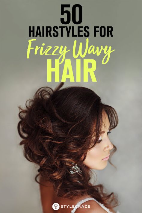 Wedding Hairstyles For Wavy Hair Natural, Wedding Hair For Frizzy Hair, Hairstyles For Bushy Hair, Hairstyles For Frizzy Wavy Hair, Medium Wavy Hairstyles For Women, Wavy Haircuts Medium, Thick Wavy Haircuts, Thick Frizzy Hair, Frizzy Wavy Hair