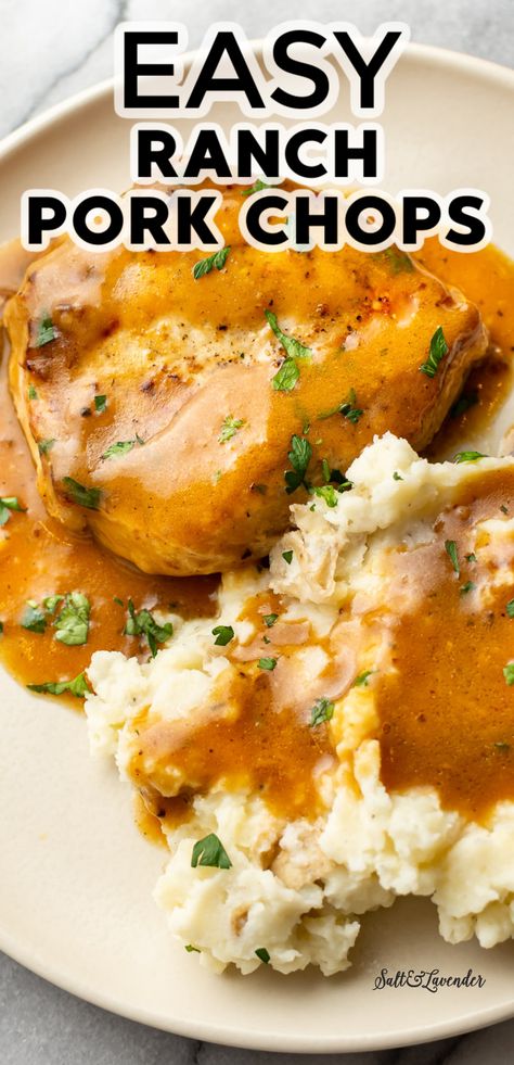 Quick Smothered Pork Chops, Yummy Pork Chops, Pork Chops With Mashed Potatoes And Gravy, Pork Chop Recipes Gravy, Supper Ideas Easy Pork Chops, Pork And Gravy Recipes, Easy Baked Pork Chops In Gravy, Pork Chop Recipes Potatoes, Pork Chop Recipes With Mashed Potatoes