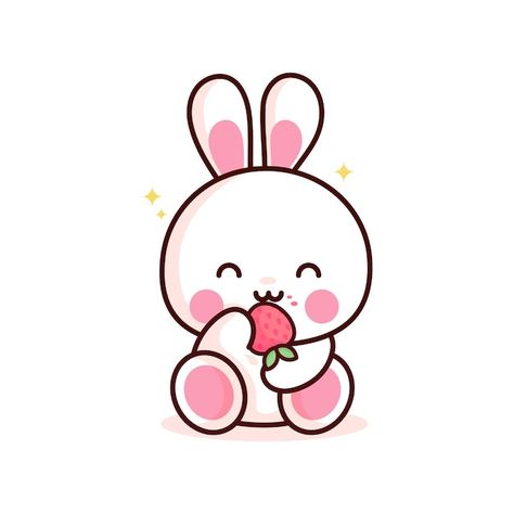 Cute Drawings Of Bunnies, Stiker Draw Ideas, Rabbit Sticker Kawaii, Cute Bunnies Cartoon, Cute Drawings Animals Kawaii, Easter Cute Drawings, Crafts Cute Paper, Cute Printable Stickers Bunny, Cute Rabbit Sticker