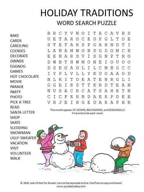 holiday traditions word search puzzle Holiday Word Search Printable, Winter Word Search, Holiday Word Search, Homework Club, Holiday Word, Free Word Search Puzzles, Puzzle Worksheet, Xmas Printables, Free Word Search