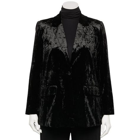 Add a stylish layer to your outfit with this women's INTEMPO crushed velvet blazer. Click on this WOMEN'S GUIDE to find the perfect fit and more! Add a stylish layer to your outfit with this women's INTEMPO crushed velvet blazer. Click on this WOMEN'S GUIDE to find the perfect fit and more! FEATURES 1-button front Long sleeves Collared neckline Two faux-front pockets Fully linedFIT & SIZING Classic and relaxed silhouette 31 1/2-in. length Midi length hits below the kneeFABRIC & CARE Body: polyes Crushed Velvet Blazer, Blazer Plus Size, Wool Sweaters Womens, Velvet Blazer, Crushed Velvet, Colored Blazer, Wool Sweaters, Womens Clothing Tops, Midi Length