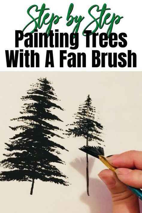 Drawing Trees, Painting Trees, Fan Brush, Painting Art Lesson, Acrylic Painting Techniques, Acrylic Painting Tutorials, Canvas Easy, Watercolor Art Lessons, Step By Step Painting