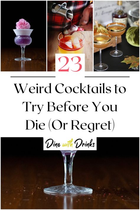 Collage of 4 weird cocktails. Creative Mixed Drinks, Crazy Cocktails Fun, Crazy Drinks Alcohol, Unique Drinks Ideas, Crazy Cocktail Recipes, Cool Cocktails Recipes, Specialty Cocktail Recipes, Unique Drink Recipes, Unique Mixed Drinks