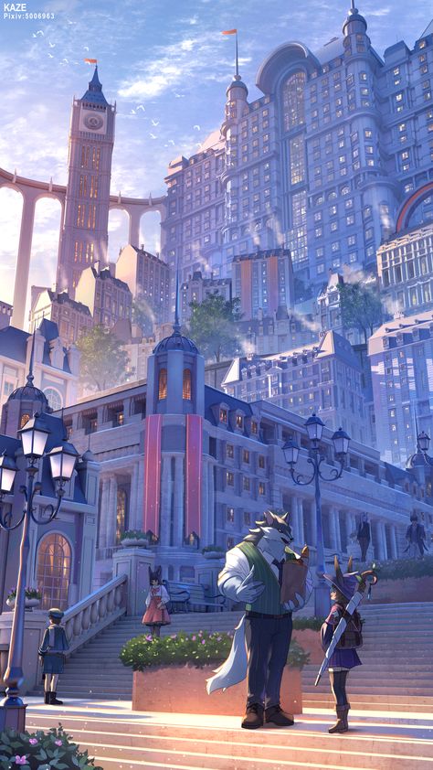 Safebooru Anime Architecture, Yuumei Art, Ewolucje Eevee, Art Buildings, Landscape Concept, Vertical Poster, Fantasy City, Fantasy Setting, Fantasy Places