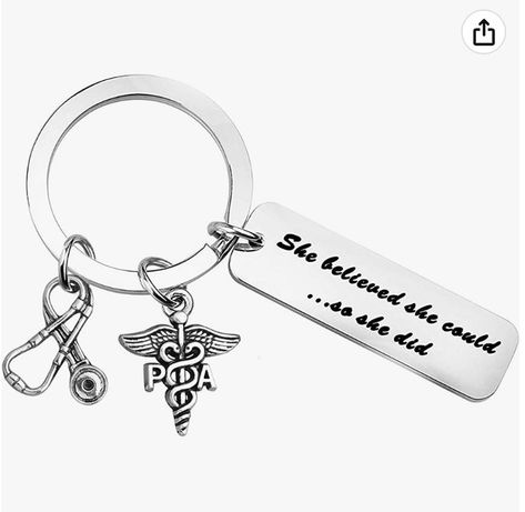 This PA Keychain is the perfect Graduation gift, retirment gift or thank you gift for a Physician Assistant. Material: stainless steel and alloy, they are lead free and nickel free. Stainless steel is hypo allergenic, it doesn’t rust, change colour or tarnish. Size: bar charm: 4 cm (1.57 inch) * 1.2 cm (0.47 inch), PA caduceus charm: 2.2cm (0.86 inch) * 1.8cm (0.70 inch), Stethoscope charm: 2cm (0.78 inch) * 1.7cm (0.66 inch), keyring diameter: 3cm (1.18 inch). Medical School Graduation Gift, Physical Therapy Student, Stethoscope Charms, Medical School Graduation, Pa School, Grad Student, Physician Assistant, She Believed She Could, Pen Gift