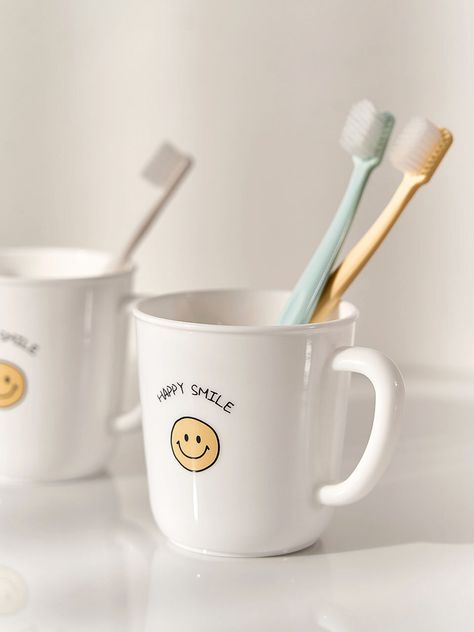 Editor's NotesThis cute smile-printed cup is great to use as a toothbrush cup. The light and strong material are great for anyone to use and the cute design will give a brighter mood when placed in the bathroom.- Cute design- Great to use daily- LightweightMeasurements (in.)- Cup: 4.29 in. x 3.31 in. x 3.43 in.Composition & Care- Material: 100% Polypropylene- Rinse well after use and let it dryDesignby DECOVIEW Cute Toothbrush, Installing Curtain Rods, Measuring Curtains, Bathroom Tumbler, Layered Curtains, Healing Vibes, Finished Bathrooms, Happy Smile, Cute Design