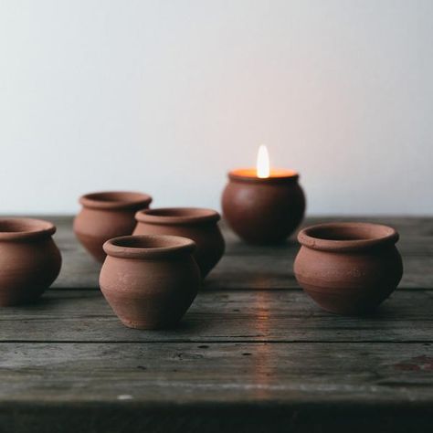 Clay Pot Candle Small x 6 - The Future Kept - 2 Handmade Candle Holders Clay, Clay Pot Aesthetic, Small Clay Pots Ideas, Clay Pots Aesthetic, Clay Pot Diy, Clay Pot Candle, Clay Candles, Wax Diy, Candle Bridal Shower Favors