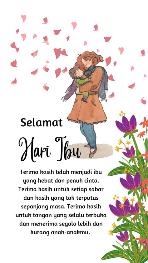 Hari Ibu Ucapan Selamat Hari Ibu Aesthetic, Ucapan Hari Ibu Mother's Day, Hari Ibu Mother's Day, Poster Hari Ibu, Best Farewell Quotes, Easy Manga Drawings, Mothers Day Drawings, Farewell Quotes, Quotes Lockscreen