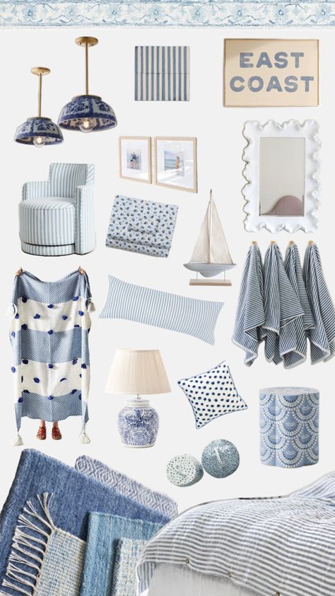 Costal Maine, Coastal Room Decor, Beachy Room Decor, Blue Room Decor, Beachy Room, Coastal Room, Beach Room, Preppy Room Decor, Preppy Room