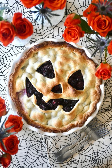 Spooky Apple Pie, Halloween Cherry Pie, Spooky Pie, Emile Henry Pie Dish, Halloween Pie, Cranberry Pie, Pumpkin Spice Candle, Pear Juice, Berry Pie