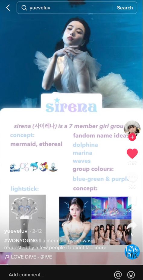 Siren Logo Kpop, Kpop Mermaid Concept, K Pop Group Ideas, Kpop Group Concept Ideas, Kpop Group Names, Group Names Ideas, Scripting Ideas, Kpop Profiles, Concept Album