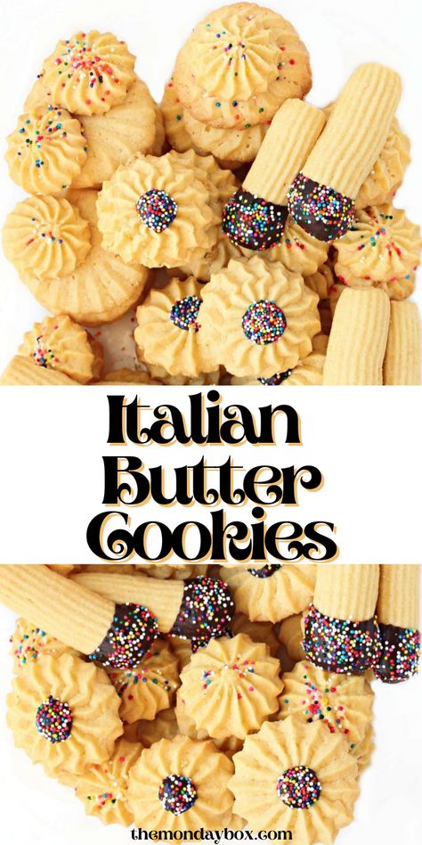 Cookie Press Recipes, Italian Butter, Italian Butter Cookies, Italian Christmas Cookies, Italian Cookie Recipes, Cookie Recipes Homemade, Spritz Cookies, Butter Cookies Recipe, Cookie Press