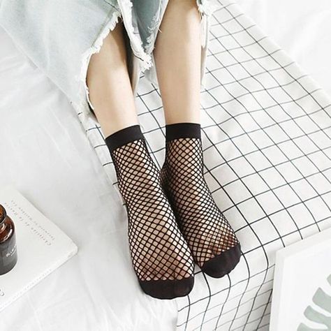 Net Socks Outfit, Fishnet Ankle Socks, Net Socks, Fishnet Socks, Mesh Socks, Ankle Dress, Ankle Socks Women, Black Fishnets, Fishnet Stockings