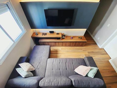 Tv Room Ideas Cozy, Basement Gameroom, Small Cinema Room, Tv Room Ideas, Narrow Basement, Kids Tv Room, Small Tv Room, Tv Room Decor, Seattle Apartment