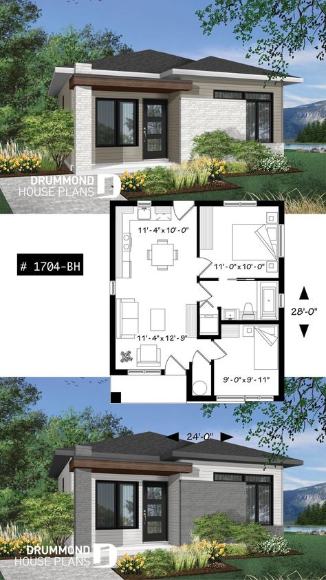 Small house plans Southern Living House Plans One Story, Cheap Modern House, Mediterranean Small House, Mexican Modern House, Small House Layout Plan, Modern House Design Plans, Cheap House Plans, Garage Small, Minecraft Small House