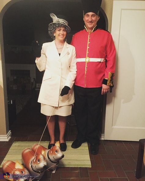 Katie: All hail the Queen!! 🇬🇧. Queen Elizabeth Costume, Elizabeth The 1st, Queen Elizabeth Corgi, Elizabeth Costume, Queen Elizabeth The 1st, England Costume, Corgi Queen, Queen Elizabeth Wedding, British Themed Parties