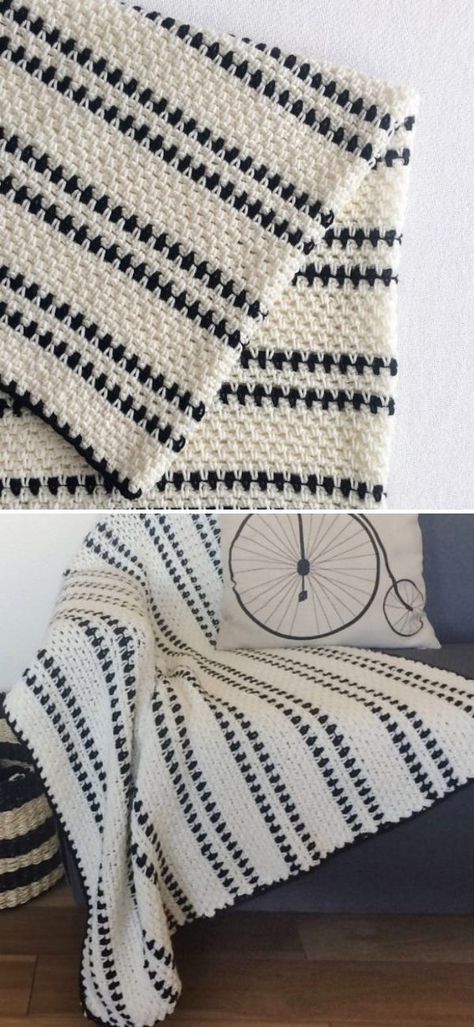 Moss Stitch Blanket, Crochet Chevron Baby Blanket, Crochet Modern, Trendy Blanket, Daisy Farm Crafts, Daisy Farm, Modern Crochet Blanket, Crochet Throw Pattern, Free Pattern Crochet