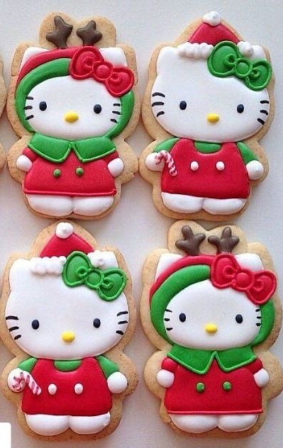 Vive una navidad al estilo Hello Kitty. 😻 ¡Habrá lluvia de nieve, sets para fotografías y mucho más en el Centro Histórico! 💄💋 Sanrio Treats, Bolo Da Hello Kitty, Kitty Cookies, Hello Kitty Cookies, Kitty Christmas, Kawaii Christmas, Hello Kit, Hello Kitty Cake, Hello Kitty Christmas