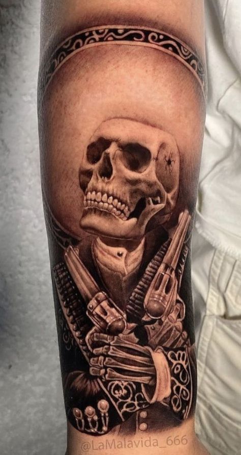 Charro Skull Tattoo Design, Aztec Tattoo Ideas For Men, Skeleton Mariachi Tattoo, Brown Pride Tattoos, Aztec Tattoo Designs For Men, Black Work Sleeve Tattoo, Mexican Tattoo Ideas For Men, Mariachi Tattoo, Revolution Drawing