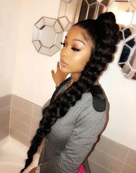 Among ponytails, High Ponytail Hairstyles are one of the most used hairdos by women all over the world including the African American black women. The High Braided Ponytail Weave, Goddess Ponytail, High Braided Ponytail, Braided Ponytail Weave, Ponytail Hairstyles For Black Women, Ponytail Weave, New Natural Hairstyles, Hair Colorful, High Ponytail Hairstyles