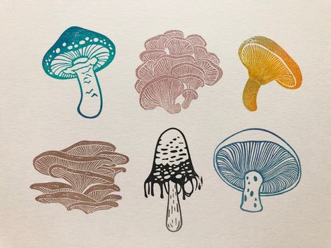 Mushroom Stamp, Moth Artwork, Moth Art Print, Hand Carved Rubber, Lino Art, Moth Art, Hand Carved Stamps, Stamp Carving, Handmade Stamps